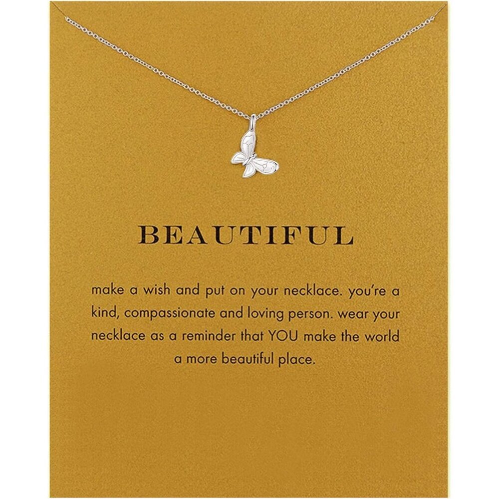 Elegant Butterfly Friendship Necklace - Adjustable Length & Heartfelt Card
